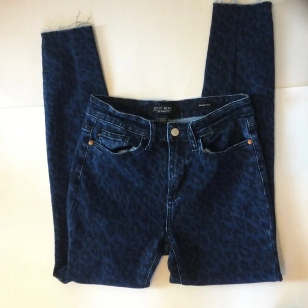 Judy Blue Los Angeles Patterned Denim Blue Jeans Skinny Fit Chic Size 5/27 - Picture 1 of 9